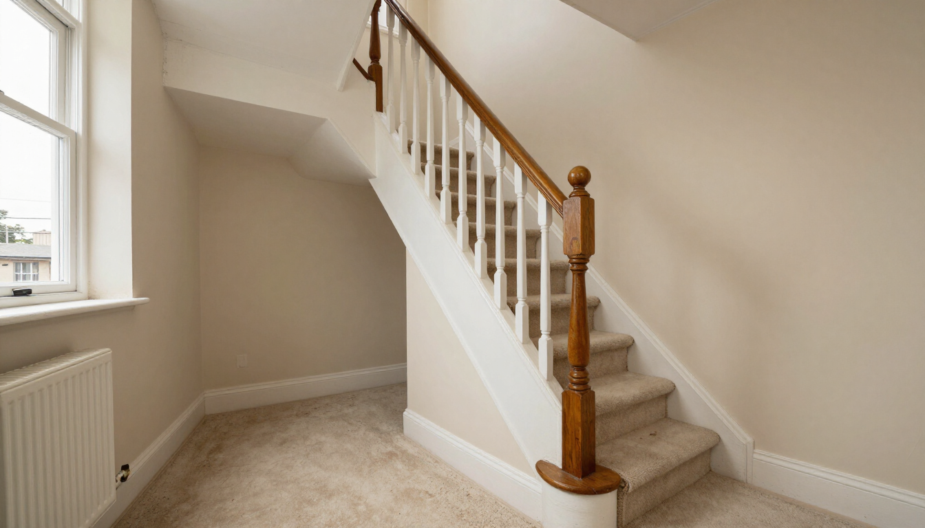 Staircase and under-stair space before bespoke carpentry